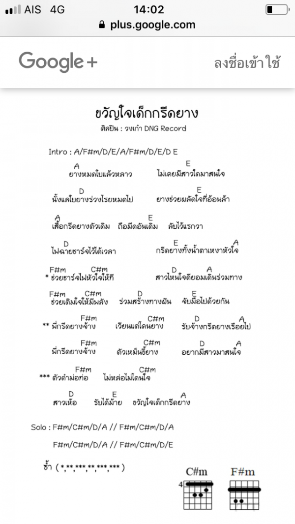 คอร์ดเพลง ขวัญใจเด็กกรีดยาง