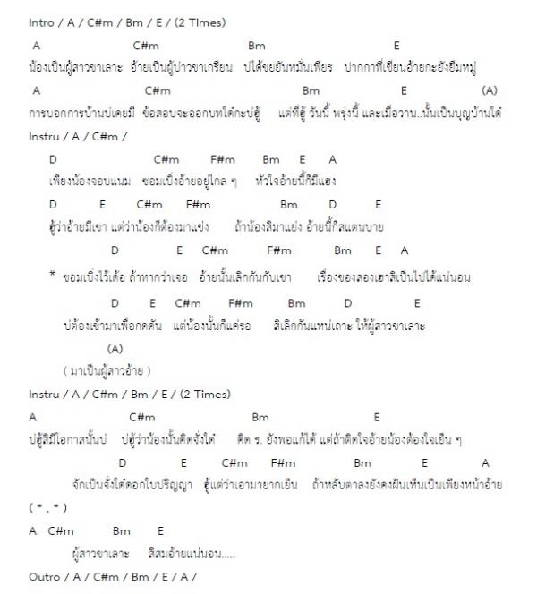 คอร์ดเพลง ผู้บ่าวขาเกรียน