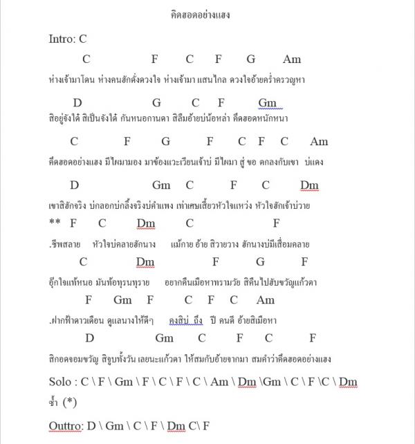 คอร์ดเพลง คิดฮอดอย่างแฮง