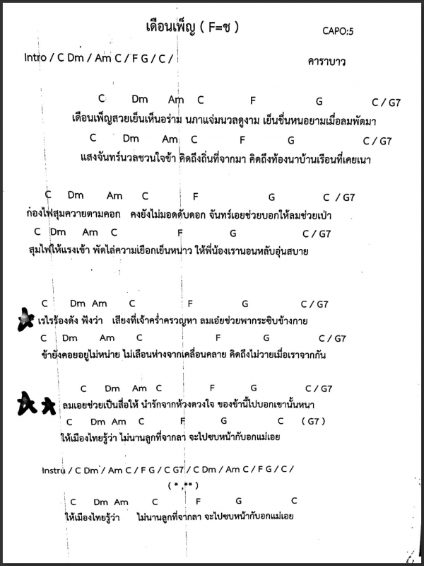 คอร์ดเพลง เดือนเพ็ญ