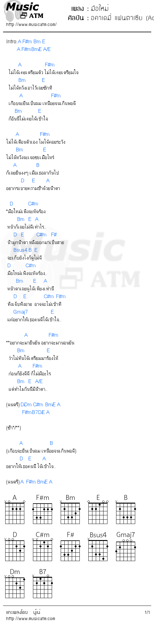 คอร์ดเพลง มือใหม่