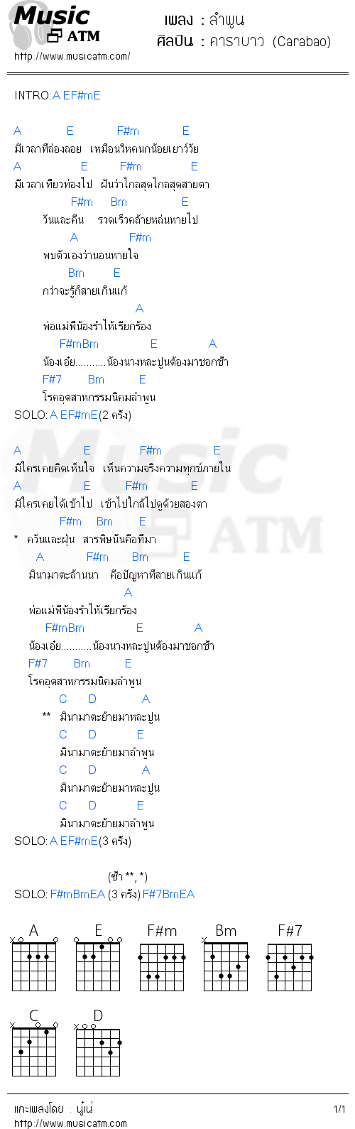 คอร์ดเพลง ลำพูน