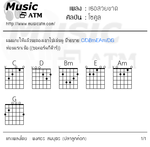 คอร์ดเพลง เธอสวยขาด