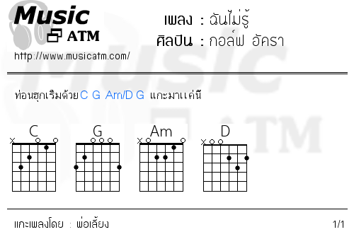 คอร์ดเพลง ฉันไม่รู้