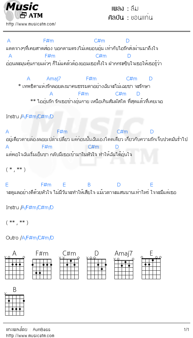 คอร์ดเพลง ลืม