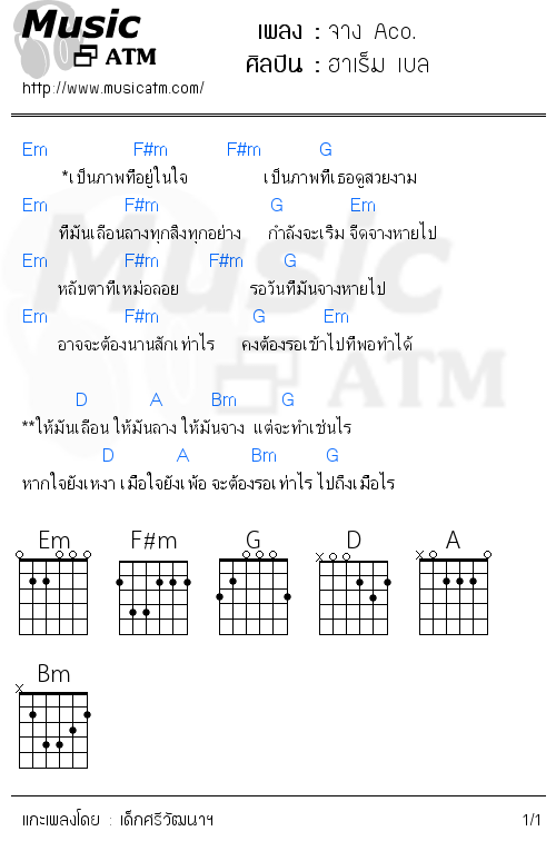 คอร์ดเพลง จาง Aco.