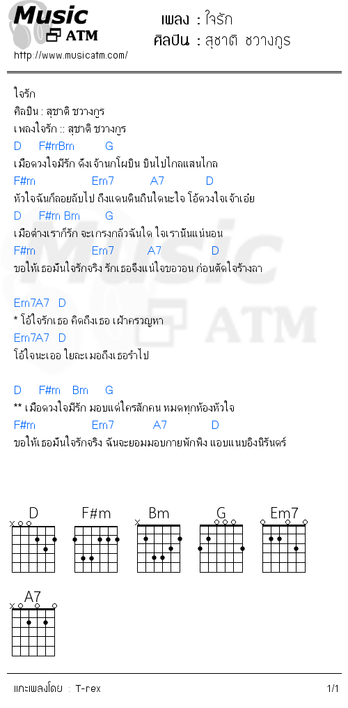 คอร์ดเพลง ใจรัก