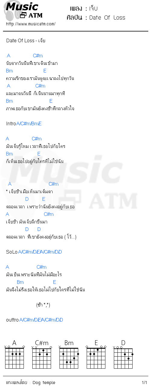 คอร์ดเพลง เจ็บ