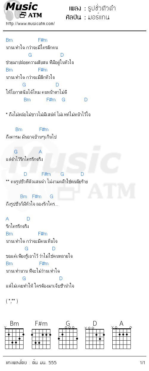 คอร์ดเพลง รูปชั่วตัวดำ