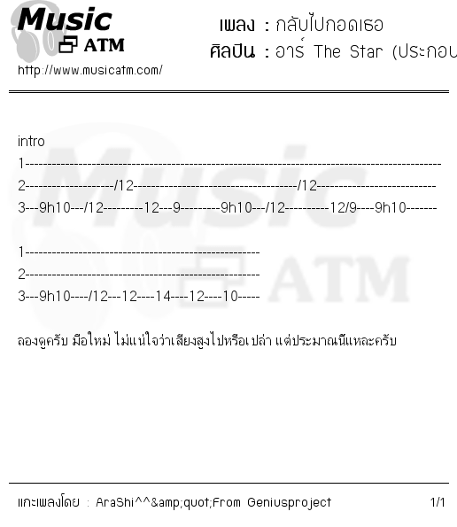 คอร์ดเพลง กลับไปกอดเธอ