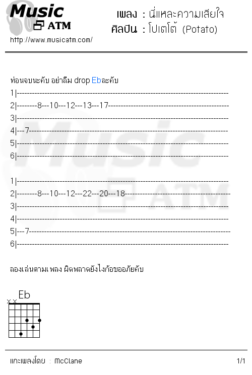 คอร์ดเพลง นี่แหละความเสียใจ