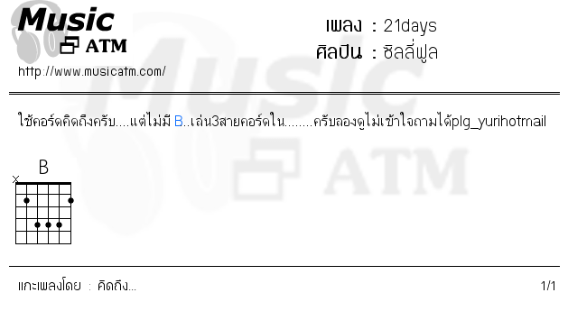 คอร์ดเพลง 21days - ซิลลี่ฟูล | คอร์ดเพลงใหม่