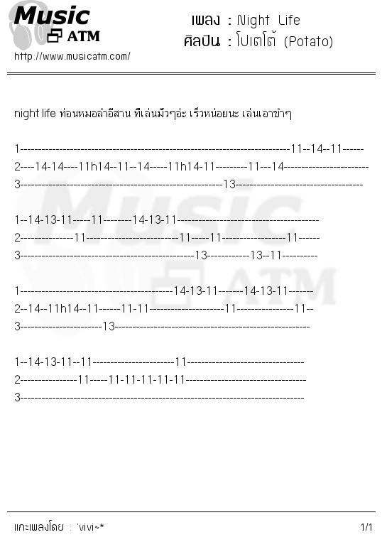 คอร์ดเพลง Night Life