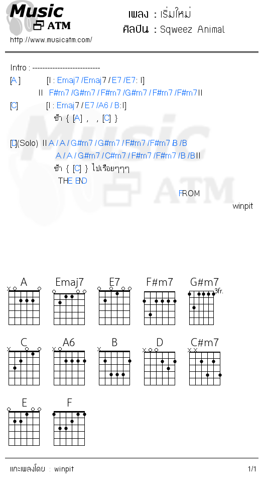 คอร์ดเพลง เริ่มใหม่