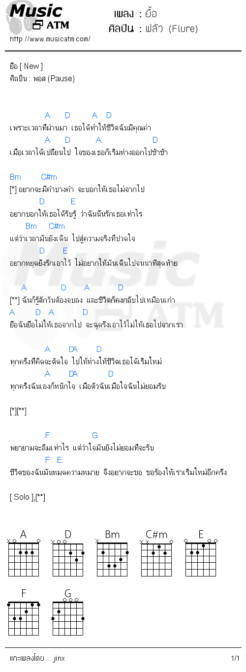 คอร์ดเพลง ยื้อ