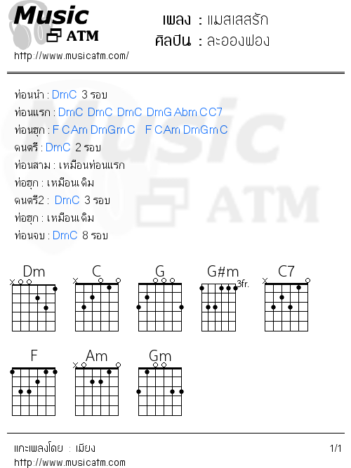 คอร์ดเพลง แมสเสสรัก