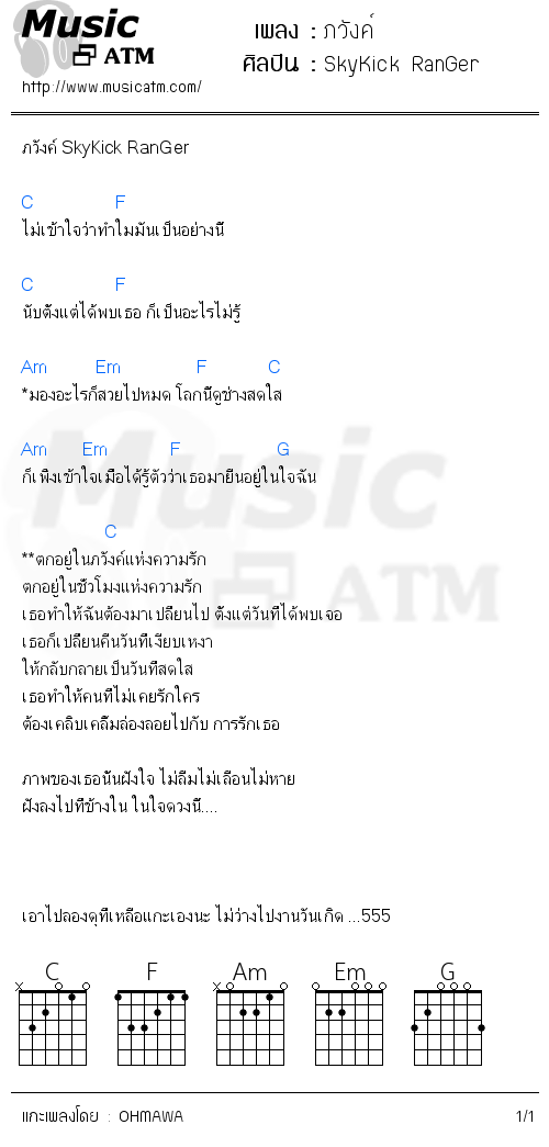 คอร์ดเพลง ภวังค์