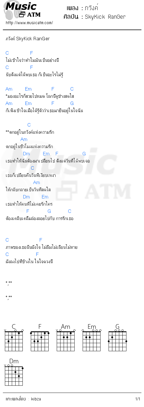 คอร์ดเพลง ภวังค์