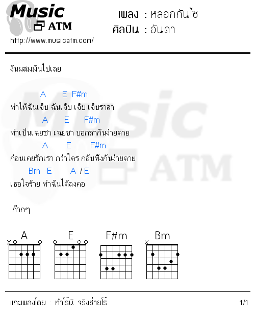คอร์ดเพลง หลอกกันไซ