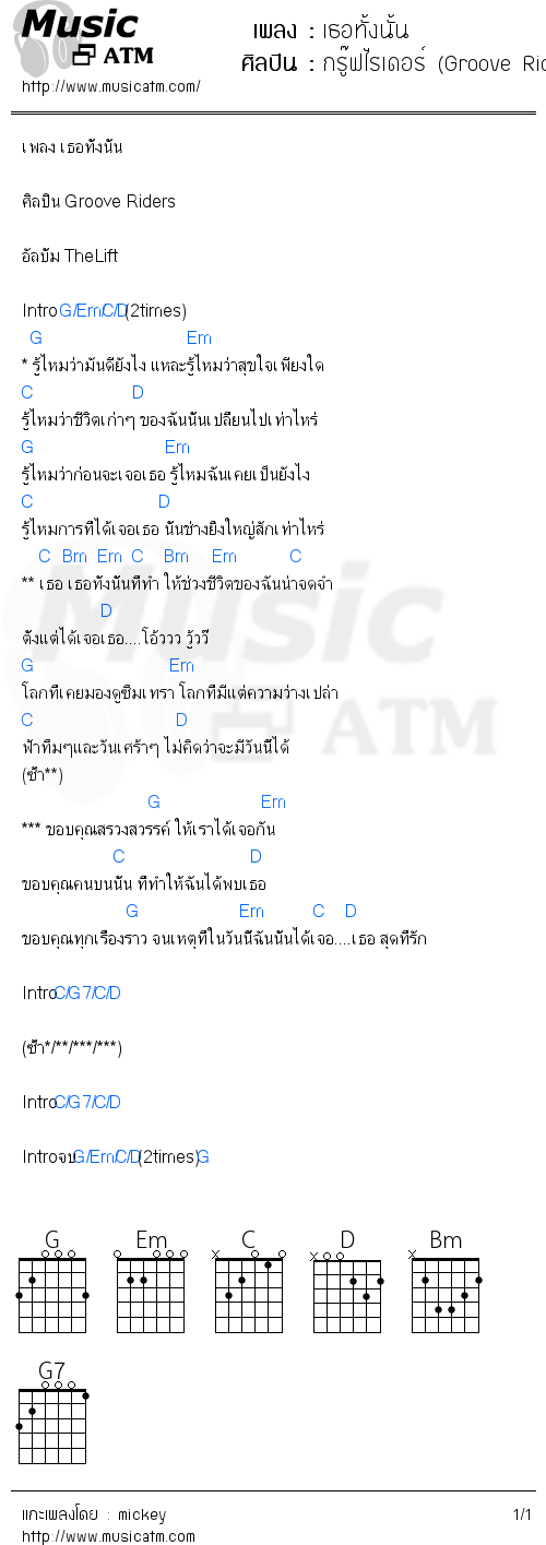 คอร์ดเพลง เธอทั้งนั้น