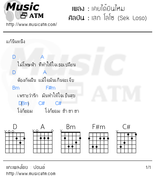 คอร์ดเพลง เคยได้ยินไหม