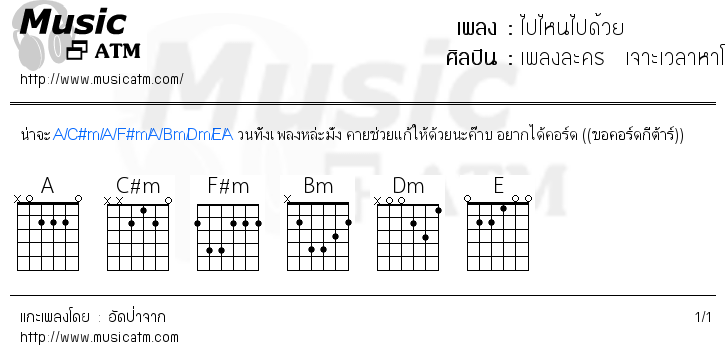 คอร์ดเพลง ไปไหนไปด้วย