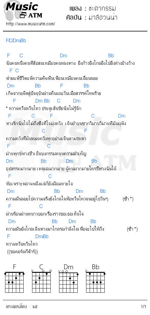 คอร์ดเพลง ชะตากรรม