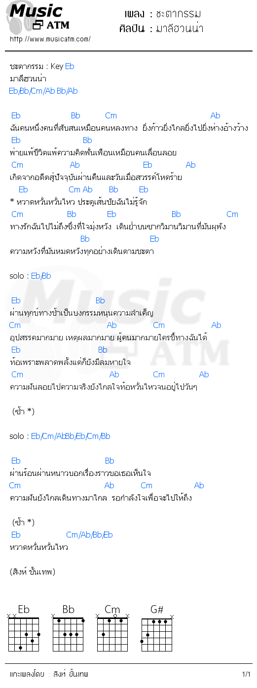 คอร์ดเพลง ชะตากรรม