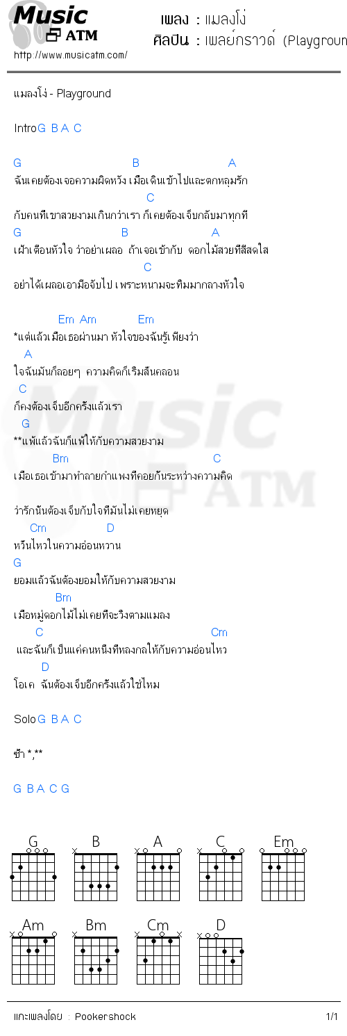 คอร์ดเพลง แมลงโง่