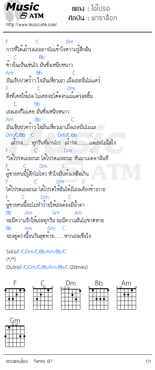 คอร์ดเพลง ได้โปรด