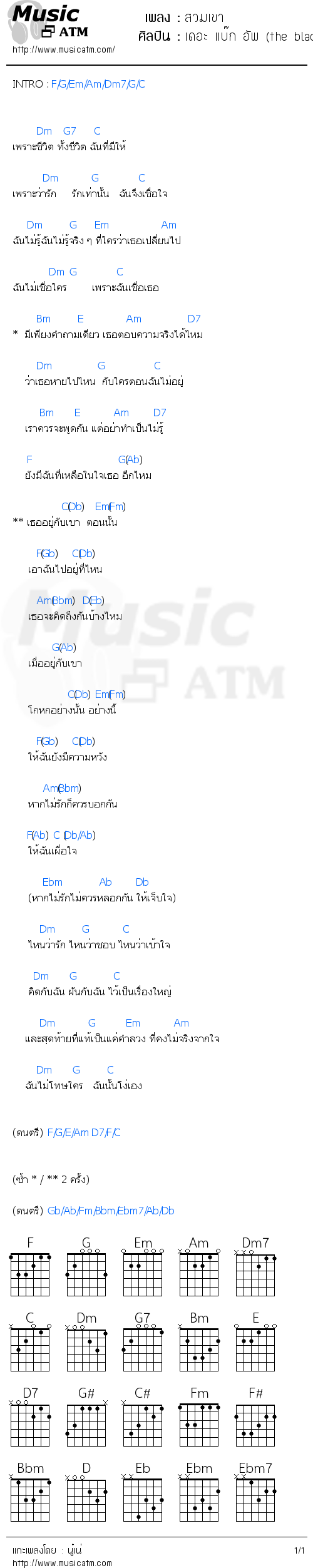 คอร์ดเพลง สวมเขา