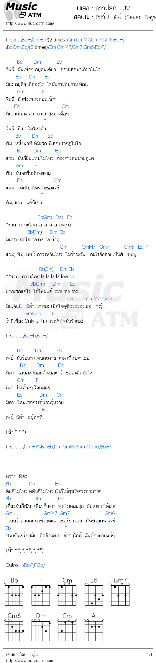 คอร์ดเพลง ภาวะโลก LUV