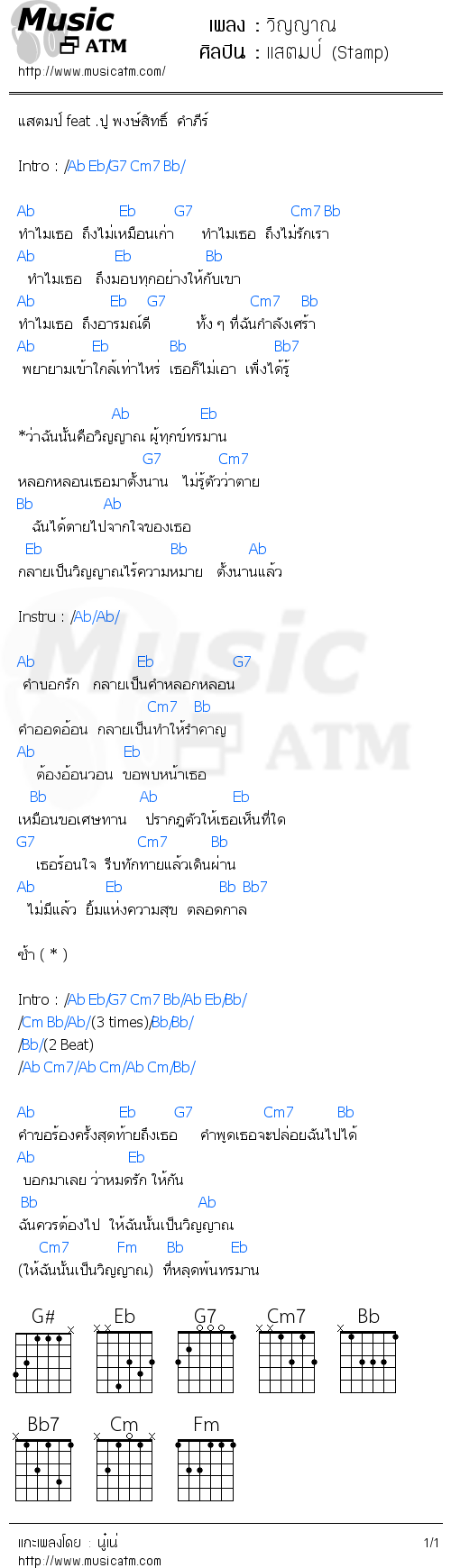 คอร์ดเพลง วิญญาณ