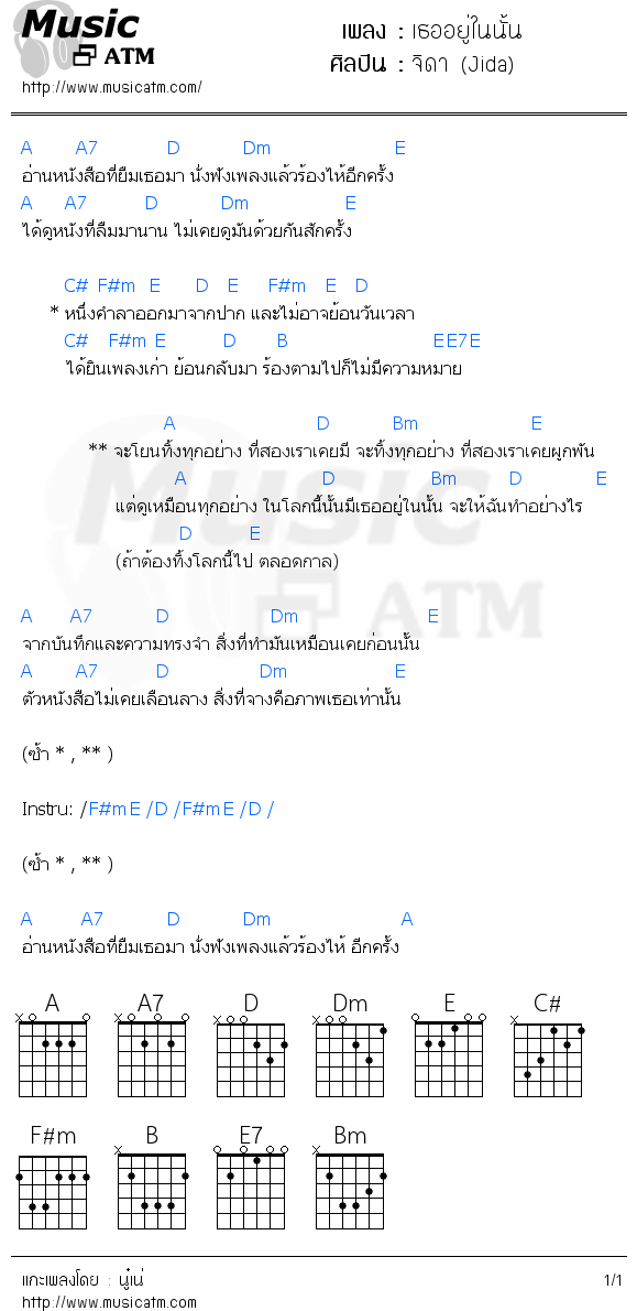 คอร์ดเพลง เธออยู่ในนั้น