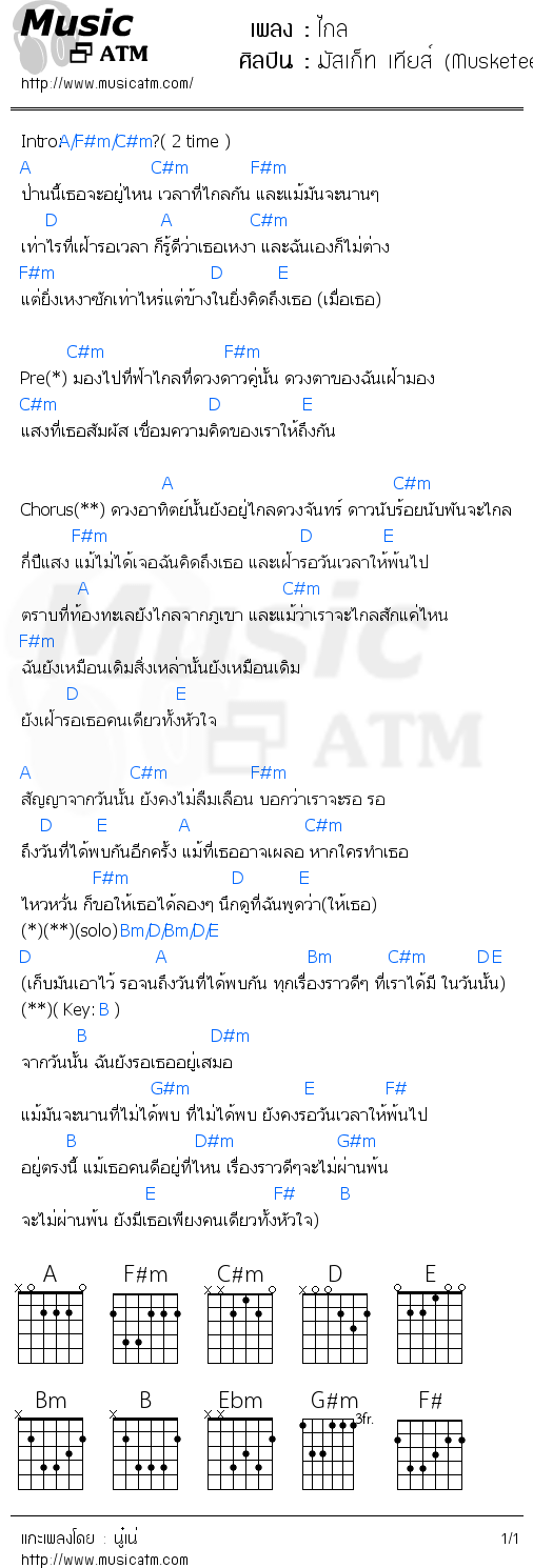 คอร์ดเพลง ไกล