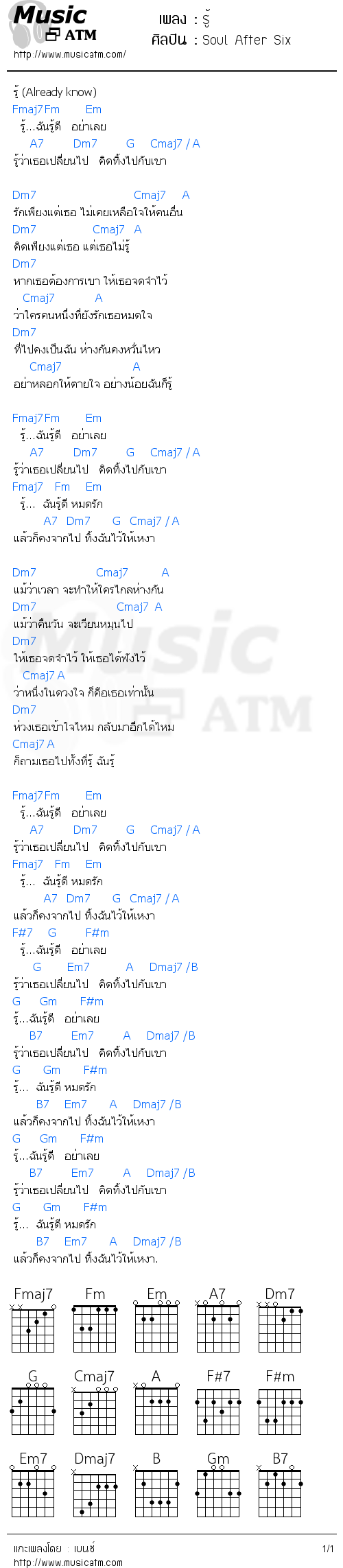 คอร์ดเพลง รู้