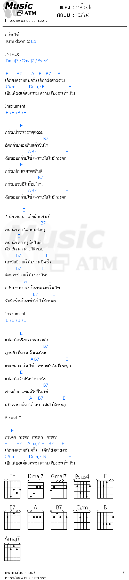 คอร์ดเพลง กล้วยไข่