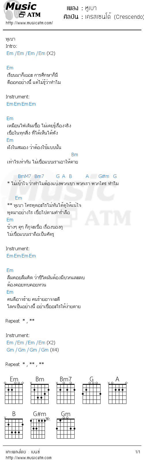 คอร์ดเพลง หูเบา