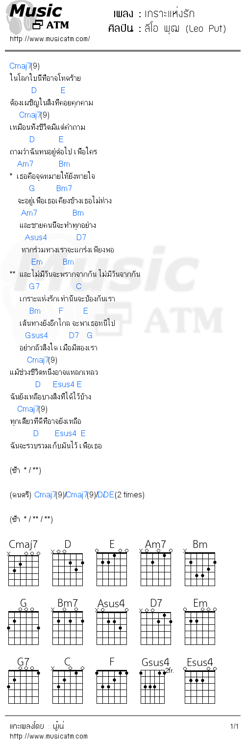 คอร์ดเพลง เกราะแห่งรัก