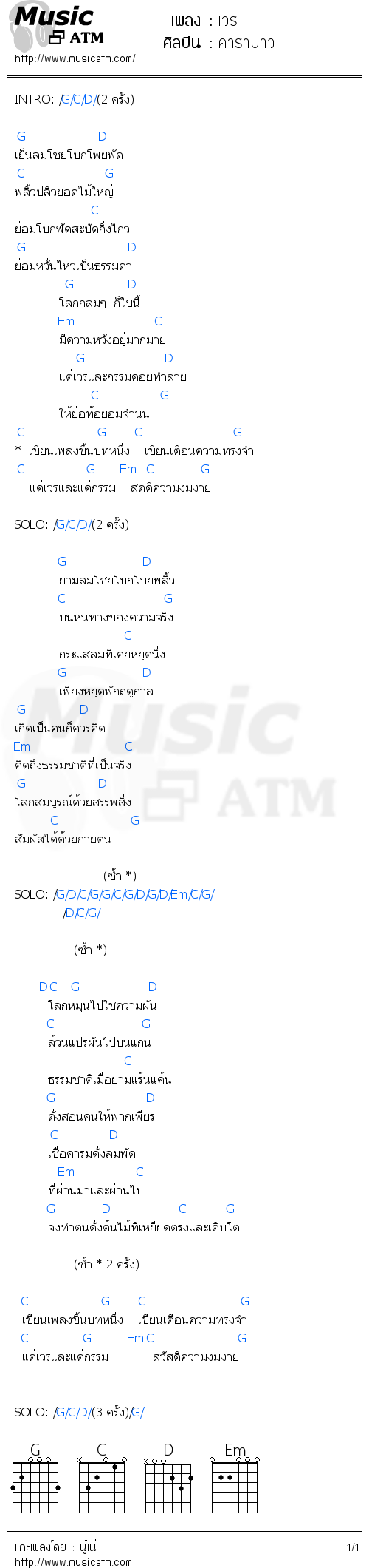 คอร์ดเพลง เวร