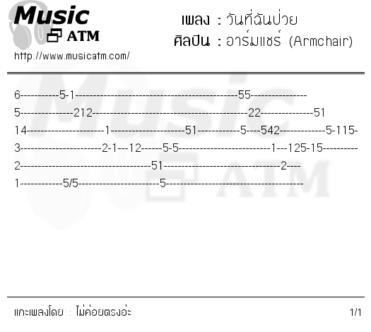 คอร์ดเพลง วันที่ฉันป่วย