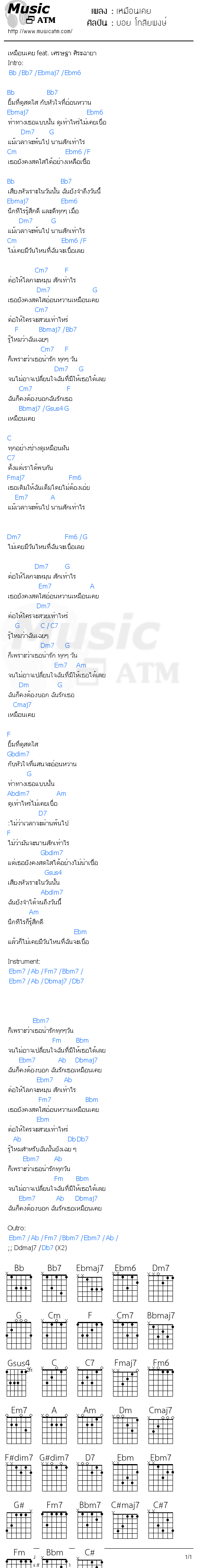 คอร์ดเพลง เหมือนเคย