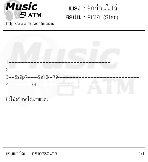 คอร์ดเพลง รักที่กินไม่ได้