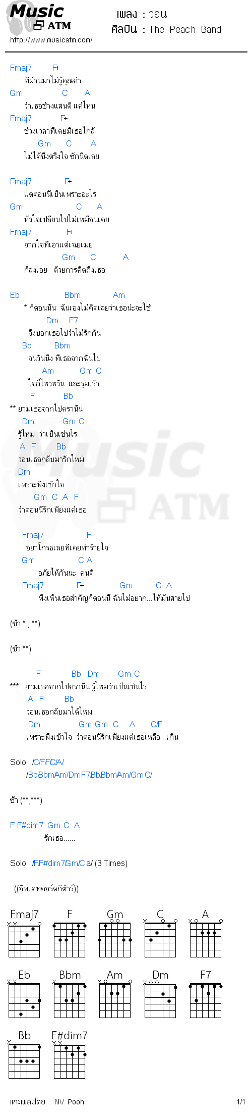 คอร์ดเพลง วอน