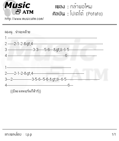 คอร์ดเพลง กล้าพอไหม
