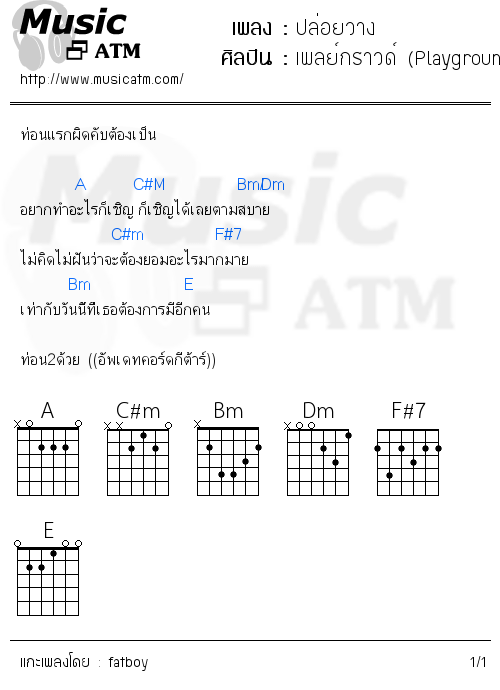 คอร์ดเพลง ปล่อยวาง