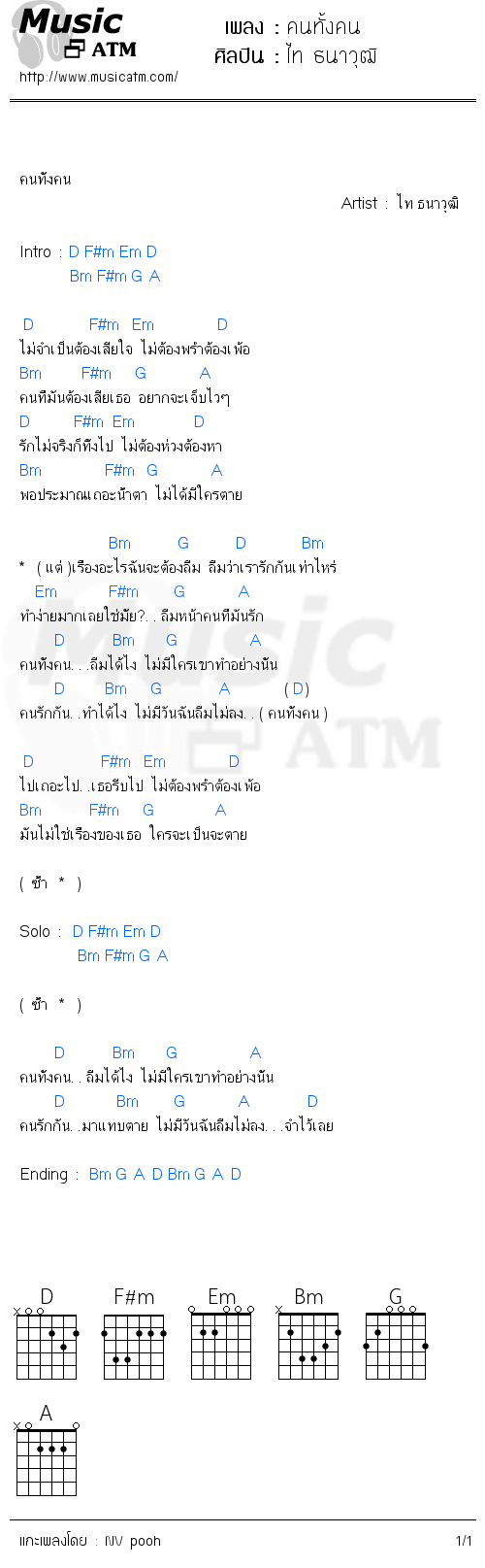 คอร์ดเพลง คนทั้งคน