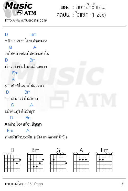 คอร์ดเพลง ตอกย้ำซ้ำเติม