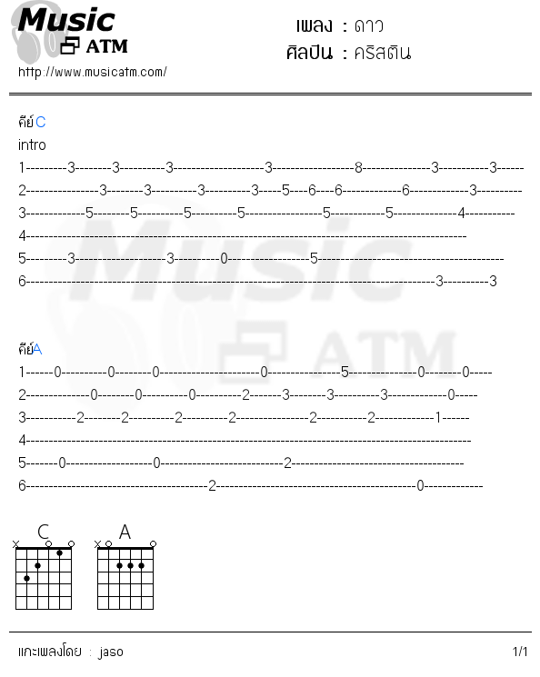 คอร์ดเพลง ดาว