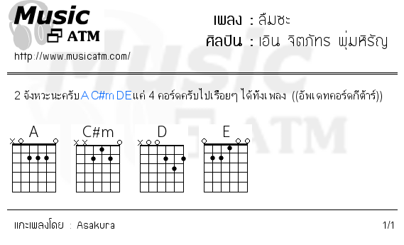 คอร์ดเพลง ลืมซะ - เอิน จิตภัทร พุ่มหิรัญ | คอร์ดเพลงใหม่